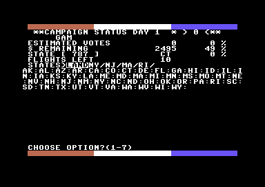 Presidential Campaign screenshot 4 for Commodore 64